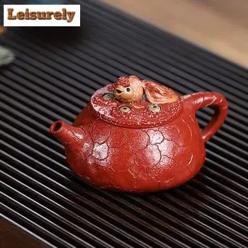210 мл Исинский фиолетово-глиняный заварочный чайник, вырезанный вручную в виде рыбки кои, чайник, заварник для чая, китайский чайный сервиз «Цзыша кунг-фу»