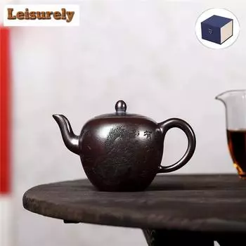 210 мл изысканный чайник из фиолетовой глины Исин, ручной работы, красивый чайник на плечо из сырой руды, антикварный чайник из красной глины, чайный сервиз Zisha, аксессуары