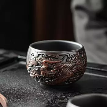 210 мл Master Cup, тисненый вручную высококачественный керамический чайный сервиз, чашки, фиолетовая керамика, чашка для чая в стиле кунг-фу, керамическая посуда, чашка для чая 200-400ml