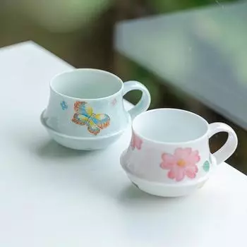 210 мл расписанная вручную цветочная кофейная кружка ручной работы из фарфора Арита кружка для послеобеденного чая офисная кружка чашка для капучино латте посуда для напитков