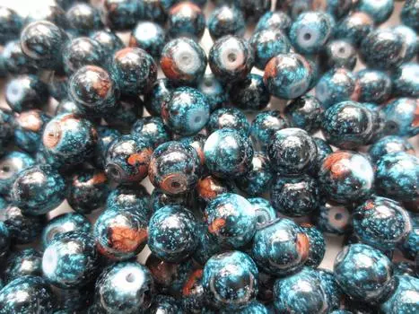 210 Pieces Stone Style Glass Beads Ink Blue 8mm Huey Handicraft Materials Huey H1799S06 Hole 1.2mm