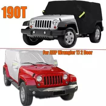 210D черный/серебристый получехол для автомобиля, защита от солнца, наружная защита для Jeep Wrangler TJ 2 двери, водонепроницаемый, пылезащитный, солнцезащитный чехол для автомобиля, УФ-аксессуары для экстерьера 2 door чёрный