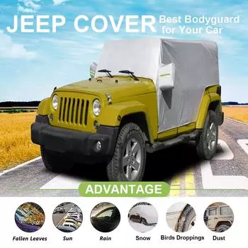210D водонепроницаемый чехол на половину крыши автомобиля для JEEP Wrangler JK JL 2-дверный / 4-дверный 2007-2020 наружный защитный чехол от снега, дождя, пыли