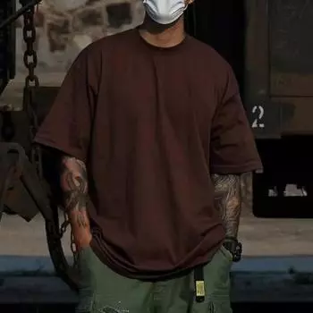 210GSM 100% хлопковые футболки для мужчин, базовая футболка большого размера, футболка с заниженными плечами, уличная футболка, топы S чёрный