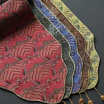 210x30 см вышитый флаг на стол дзен чайный коврик ткань художественное чайное полотенце чайный коврик сухой пузырь стол чайный арт тарелка чайный сервиз аксессуары 30*210cm жёлтый