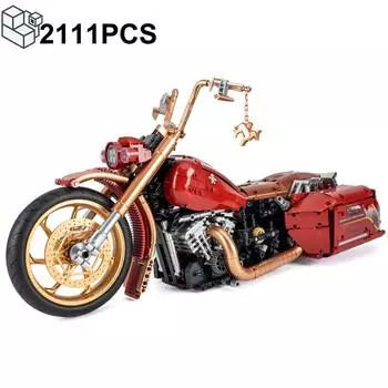 2111PCS Технический 1:5 ретро мотоциклов строительные блоки мотоцикл локомотив гоночный автомобиль собрать кирпичи игрушки подарки для детей No Box