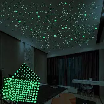 211/202 шт. 3D светящиеся наклейки на стену в виде звезды в горошек, наклейка для домашнего декора, детская комната