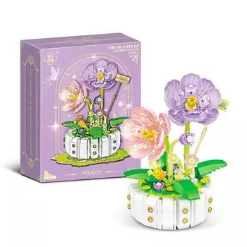 2140-43 Вечный строительный блок Цветок Подсолнух Роза Мини Гранулированный строительный блок DIY Сборка