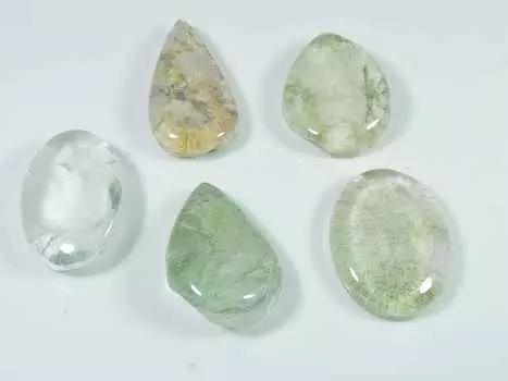 214Cts Lodolite Garden Quartz Mix Crystal Cabochon 5Pcs Gemstone Lot 30-36MM SK-3403