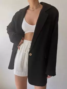 2154 - Черная тканая куртка с решетчатой отделкой Bohemai Lustin