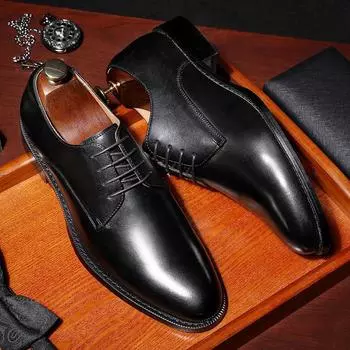 216G Увеличенные мужские туфли деловые элегантные джентльменские туфли на шнуровке простые кожаные туфли в британском стиле первый слой коровьей кожи свадебные туфли 39