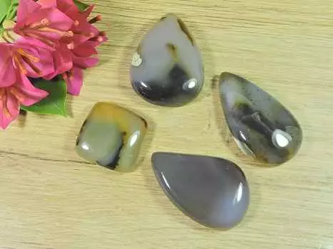 21-38MM Natural Botswana Agate 4Pcs Mix cabochon Loose Gemstone Lot 179Cts. RQ-2164