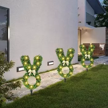 21,65 Искусственный кролик, фигурная стрижка деревьев, имитация кролика, с подсветкой или без нее, искусственная зелень, кусты кролика с шипом для земли для 1pc A зелёный