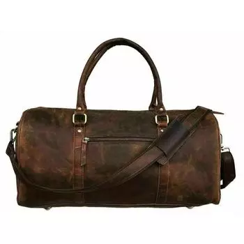 21-дюймовая винтажная спортивная сумка Buffalo из кожи ручной работы на ночь, натуральный коричневый цвет 21 x 11 x 9 in коричневый