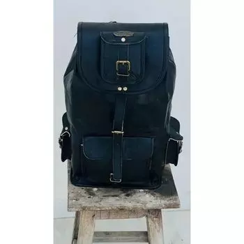 21-дюймовый кожаный рюкзак из натуральной кожи, рюкзак для ноутбука, черный мужской рюкзак для путешествий 21 x 9 x 9 in чёрный