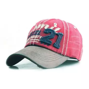 21 Embroidery Tattered Jeans Sun Hat Adjustable Peaked Cap Versatile Vintage Baseball Cap Outdoor