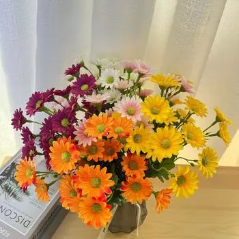 21 головка подсолнухов Маленькие ромашки Букеты из ромашек Свадебные украшения Материалы для домашнего декора Искусственные цветы своими руками C