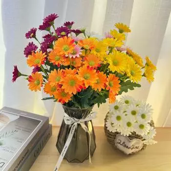 21 головка подсолнухов Маленькие ромашки Букеты из ромашек Свадебные украшения Материалы для домашнего декора Искусственные цветы своими руками C