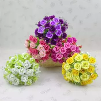 21 Head Diamond Rose Bouquet Artificial Flowers Home DIY Fake Flowers Living Room Bedroom Party Wedding Decoration Craft Wreath розовый