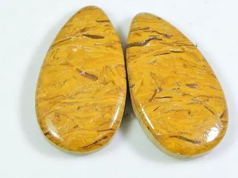 21 карат. Натуральная яшма Мариам, пара драгоценных камней-кабошонов в форме груши 13X23X03 мм SK-148