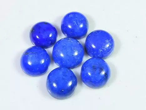 21 карат натуральный голубой лазурит круглый кабошон драгоценный камень россыпью 7 шт. лот 9X9 мм RQ-1838