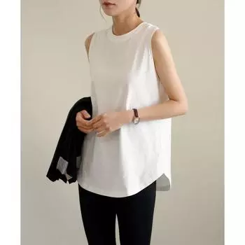 21 Pure Cotton Women s Cotton round Neck Vest Base Shirt Pure White Bandage Dress Sleeveless Tops Spring and Summer Women s Clothing Rice White XL