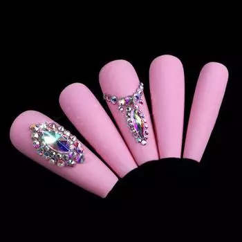 21 сетка/коробка, стразы для ногтей, плоская головка, неправильная форма, акриловые роскошные блестящие стразы для ногтей A