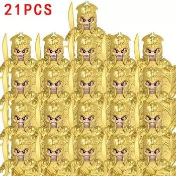 21 шт. Фигурки MOC Армия Бронированная гвардия Лучник Воин Солдаты Строительные блоки Рыцари Щит Оружие Кирпичики Игрушки