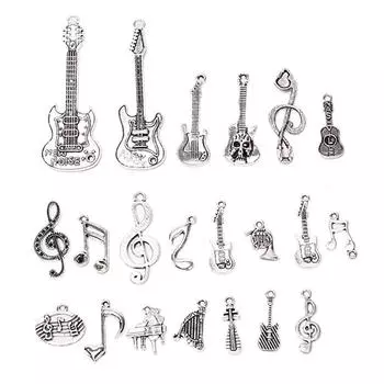 21 шт./компл. винтажный сплав гитара музыкальная нота подвески кулон Diy ювелирные изделия
