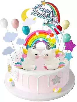 21 шт. комплект топперов для торта с единорогом, облако, радуга, воздушный шар, баннер на день рождения, топпер для торта