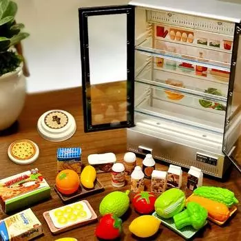 21 шт., кухонная игрушка, большой двухдверный холодильник, миниатюрная мебель, музыкальный светильник, аксессуары для еды, модель для девочки, подарок на день рождения