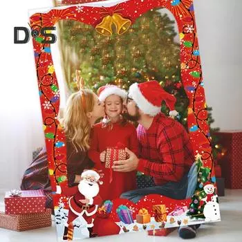 21 шт. Рождественский реквизит для фотобудки, набор для самостоятельной ручной фотосъемки, Рождественская узорчатая бумажная открытка с деревянными палочками, праздничные принадлежности для семьи 1 Set