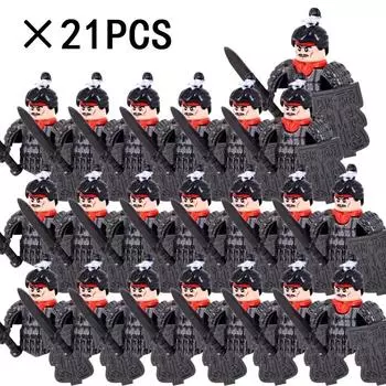 21 шт., средневековые военные солдаты, армейские фигурки, доспехи, стража, воины, лучники, рыцари, строительные блоки, кирпичи, игрушки для детей, подарки