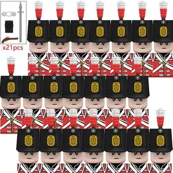 21 шт. Военные Средневековые Солдаты Пираты Фигурки Армия Шотландский Фузилер Конструкторы Оружие Кирпичные Игрушки