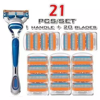 21 шт., высококачественное 5-слойное комбинированное мужское лезвие для бритвы 21