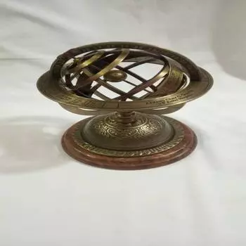 21 см гравированный армиллярный шар на черной деревянной основе Декор для домашнего офиса