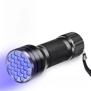 21 светодиодный УФ-фонарик: Нейл-арт и мини-детектор банкнот с ультрафиолетовым светом 395 нм чёрный
