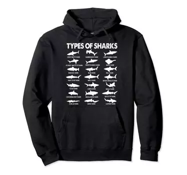 21 Types of Sharks 21 Types of Sharks Marine Biology Marine Animals Hoodie -
