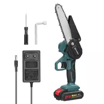 21 В 6-дюймовые портативные электрические обрезные пилы, перезаряжаемая маленькая бензопила для раскалывания древесины, одноручная (EU) 1pcs 1300mAh battery