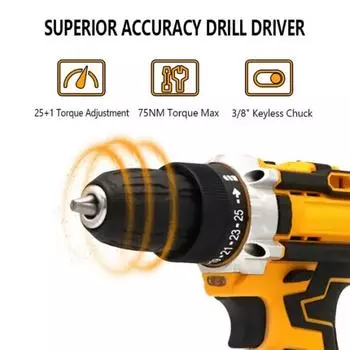 21 В аккумуляторная дрель 3/8 дюйма быстрозажимной патрон электрическая дрель 25+1 муфта литиевая электрическая дрель отвертка с легким электроинструментом