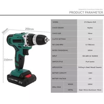 21 В бесщеточная электрическая дрель 32 Н.М беспроводная электрическая отвертка 1500 мАч литий-ионный аккумулятор 3/8-дюймовые электроинструменты ударные дрели us