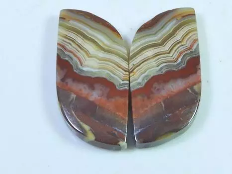 21Cts. Агат AAA Crazy Lace (12X26X3 мм каждый) Пара изысканных кабошонов SK-3079