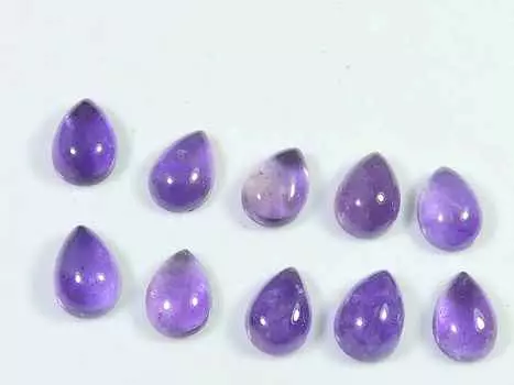 21Cts. Natural Amethyst Pear Crytsal Cabochon Gemstone 10Pcs Lot 07X10MM RQ-1799