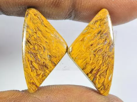 21Cts.Natural Mariam jasper Matched pair Fancy Cabochon Gemstone 13X26X04MM SK-139