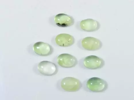 21Cts. Натуральный зеленый пренит овальный кабошон россыпью драгоценный камень 10 шт. лот 6X8MM RQ-1933