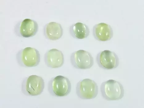 21Cts. Натуральный зеленый пренит овальный кабошон россыпью драгоценный камень 13 шт. лот 6X8MM RQ-1935