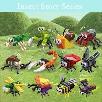 21PCS Scorpion Building Blocks Toy Set Cute Animal Party Mini Insect Series Assemble Model Bricks Toys Christmas Gifts For Children 59203withbox 20PCS