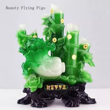 21x12x25 см имитация нефритовой смолы богатство бамбуковые украшения, украшения для дома и гостиной поделки Искусственное РАСТЕНИЕ