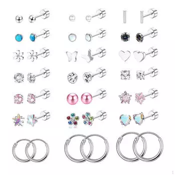 21x серьги-гвоздики в форме сердечка с бабочкой, декоративные креативные женские украшения для пирсинга