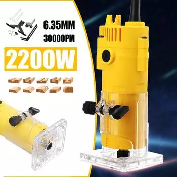 2200 Вт Фрезер для ламината по дереву Электрический триммер Деревообрабатывающий инструмент 30000 об/мин Набор фрезерной машины для обрезки и резьбы по дереву